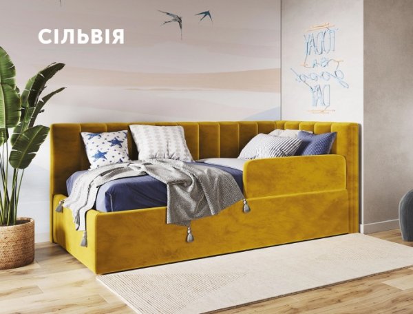Ліжко Сільвія "Городок" 100x200 з підйомним механізмом