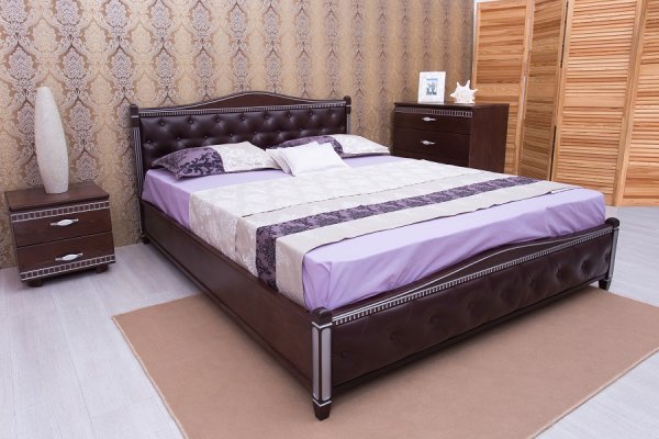 Кровать Прованс патина с мягкой спинкой ромбы "Олимп" 160х200