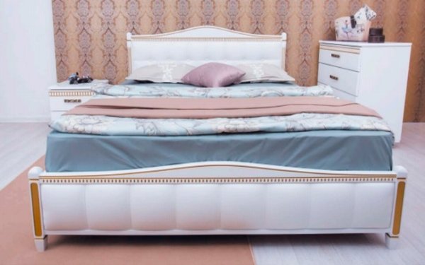 Ліжко Прованс патина з м'якою спинкою квадрати "Олімп" 120х200