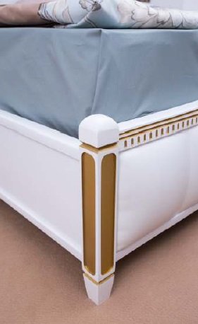 Кровать Прованс патина с мягкой спинкой квадраты "Олимп" 140х200